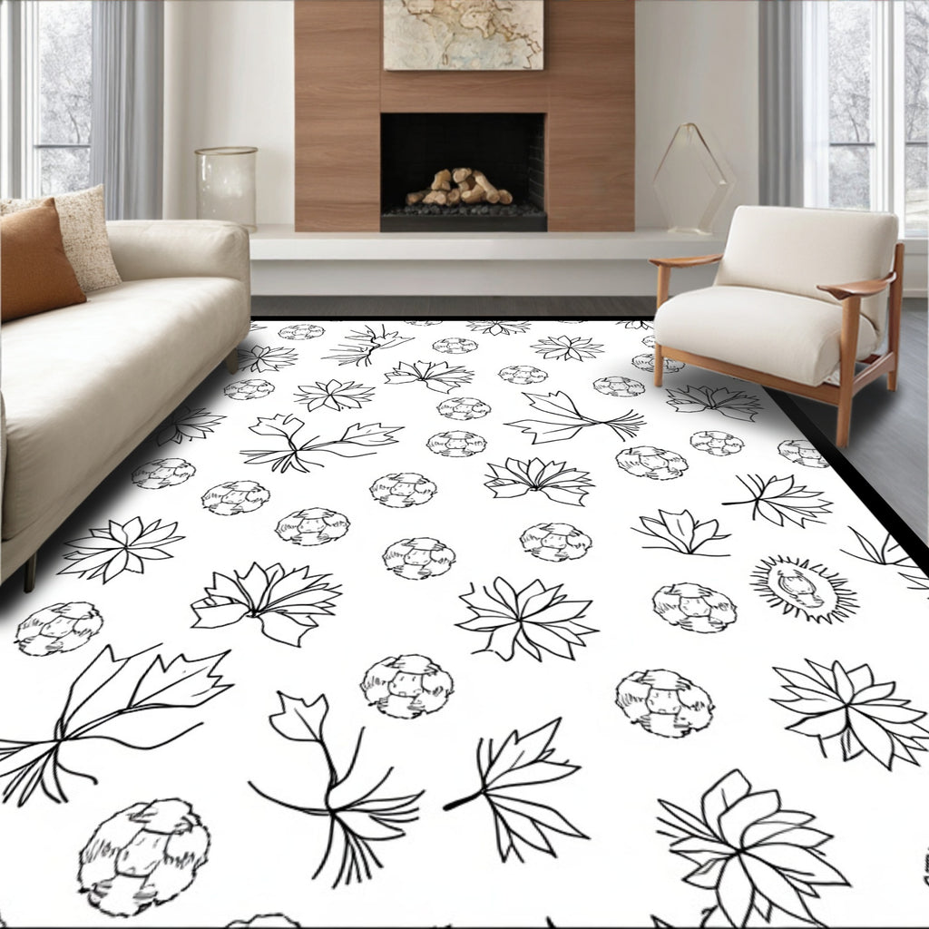 Botanical Sketch Collection Scattered Petals Rug