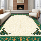 Emerald Gold Vintage Floral Scroll Rug