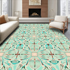 Aqua And Coral Sunburst Mandala Rug