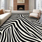 Bold Black Cream Zebra Waves Rug