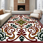 Crimson Gold Scrollwork Floral Accent Rug