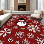 Charming Red Snowman Snowflake Collage Rug