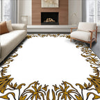 Golden Art Nouveau Floral Border Rug