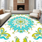 Turquoise Teal Floral Medallion Garden Rug
