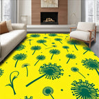 Whimsical Green Dandelion Bloom Print Rug