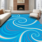 Cool Blue Swirl Abstract Ocean Rug