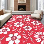 Whimsical White Daisy Garden Rug