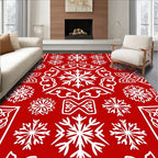 Red White Snowflake Mandala Rug
