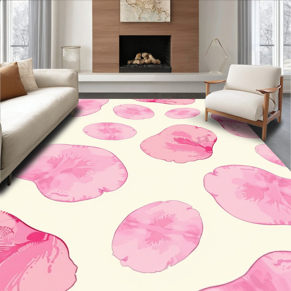 Pink Cherry Blossom Petal Garden Rug