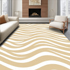 Sandy Beige Swirls Stripe Weave Rug