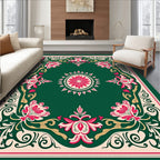 Emerald Floral Border Medallion Rug