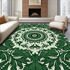 Emerald Green Floral Medallion Symmetry Rug