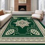 Emerald Green Cream Filigree Medallion Rug