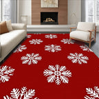 Crimson White Snowflake Medallion Rug
