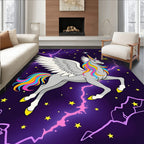 Mystical Rainbow Unicorn Galaxy Lightning Rug