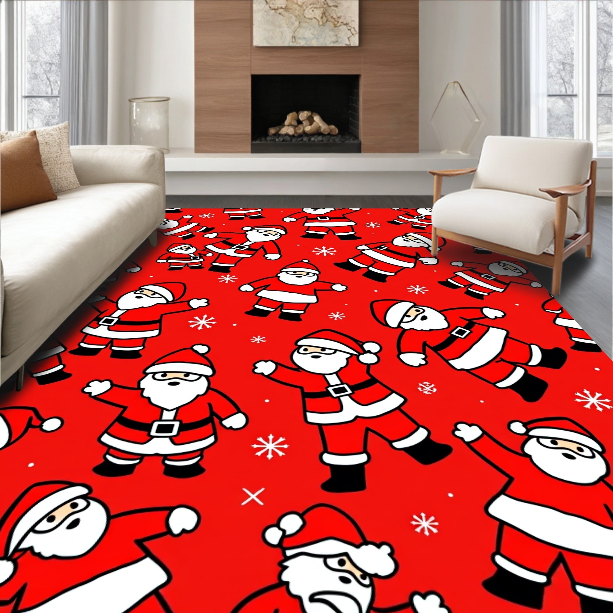 Festive red Santa Claus repeat Rug