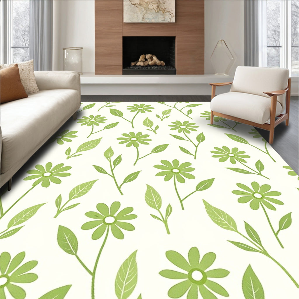 Spring Green Floral Vine Rug