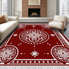 Deep Red Medallion Floral Borders Rug