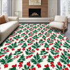 Green Red Berry Holly Sprigs Rug