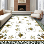 Grand Golden Starburst Floral Border Rug