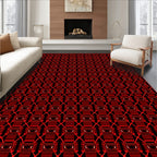 Intense Crimson Geometric Lattice Rug