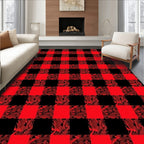 Red Black Buffalo Plaid Checkered Rug