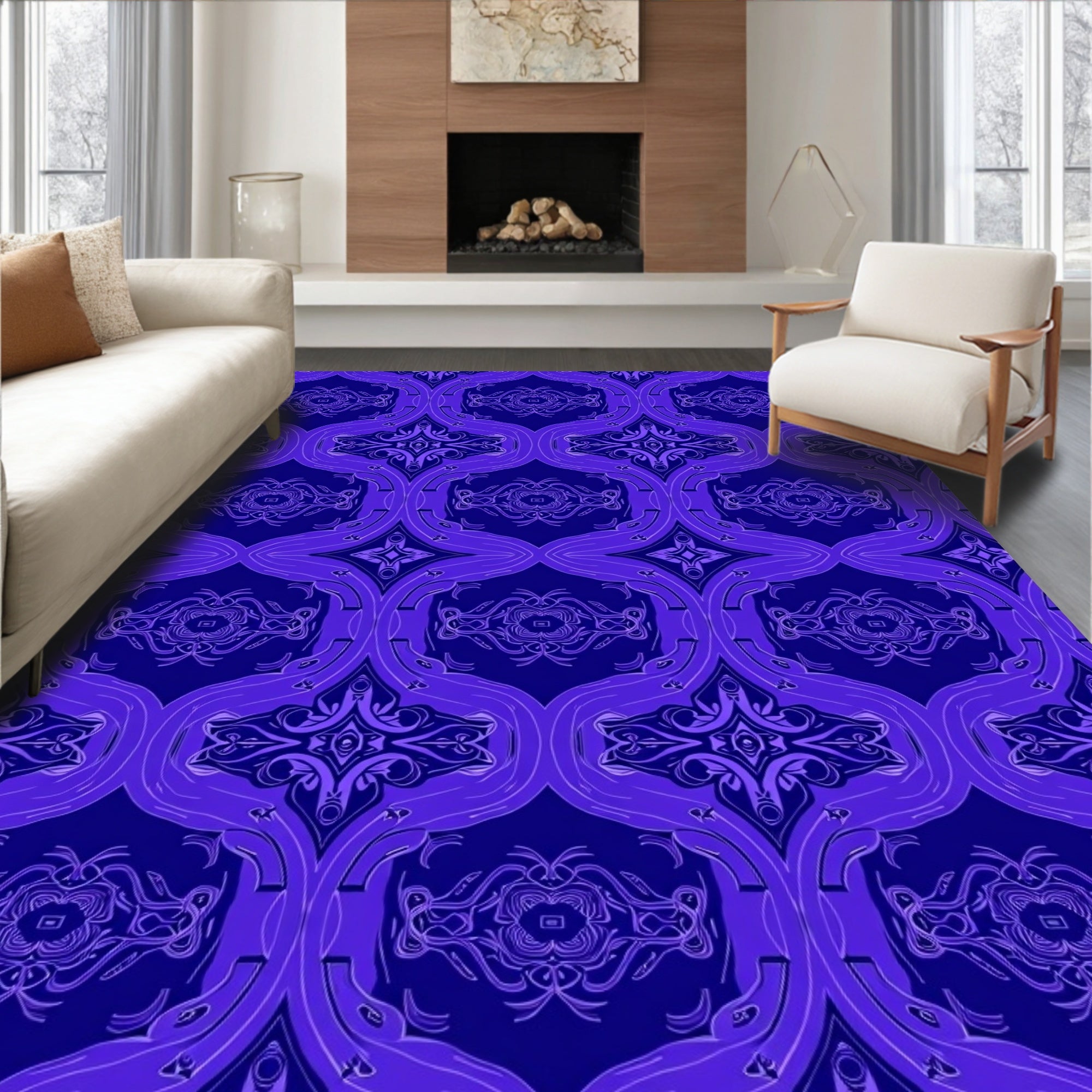 Deep Blue Violet Archway Symmetry Rug