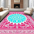 Bright Fuchsia Cyan Sunburst Medallion Rug