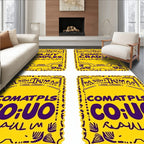 Yellow Purple Whimsical Tribal Folk Art Rug