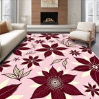 Maroon Floral Medallion Cream Background Rug