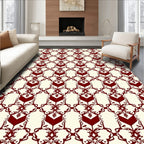Deep Red Traditional Medallion Stripe Rug