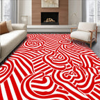Bold Red Swirl Organic Stripe Rug