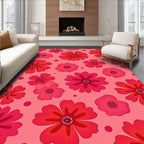 Retro Pink Floral Dot Garden Rug