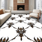 Ornate Black Gold Damask Trellis Rug