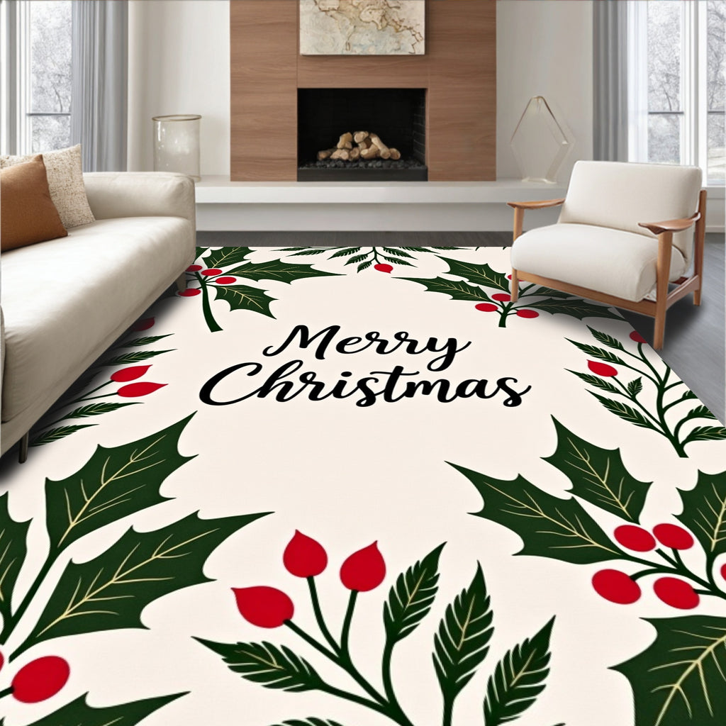 Festive Holly Berry Square Rug