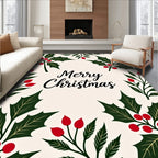 Festive Holly Berry Square Rug