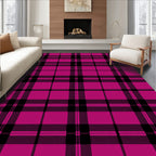 Radiant Magenta Black Plaid Check Rug