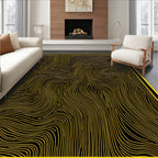 Golden Wavy Lines Abstract Texture Rug