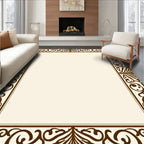 Brown Floral Scroll Frame Rug