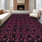 Pink Geometric Tribal Figure Medallion Rug