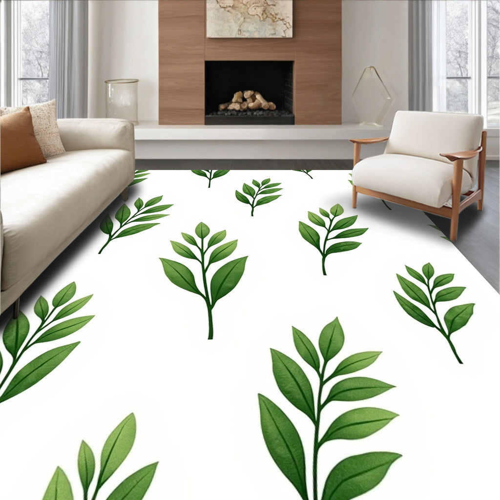 Green Leaf Sprigs Repeat Rug