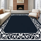 White Vintage Filigree Border Rug