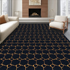 Dark Navy Orange Honeycomb Lattice Rug