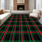 Classic Red Green Plaid Floral Accent Rug