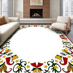 Crimson Green Gold Star Garland Frame Rug