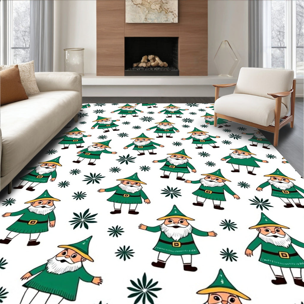 Green Gnome Christmas Holiday Sprinkle Rug