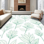 Mint Green Botanical Outline Harmony Rug