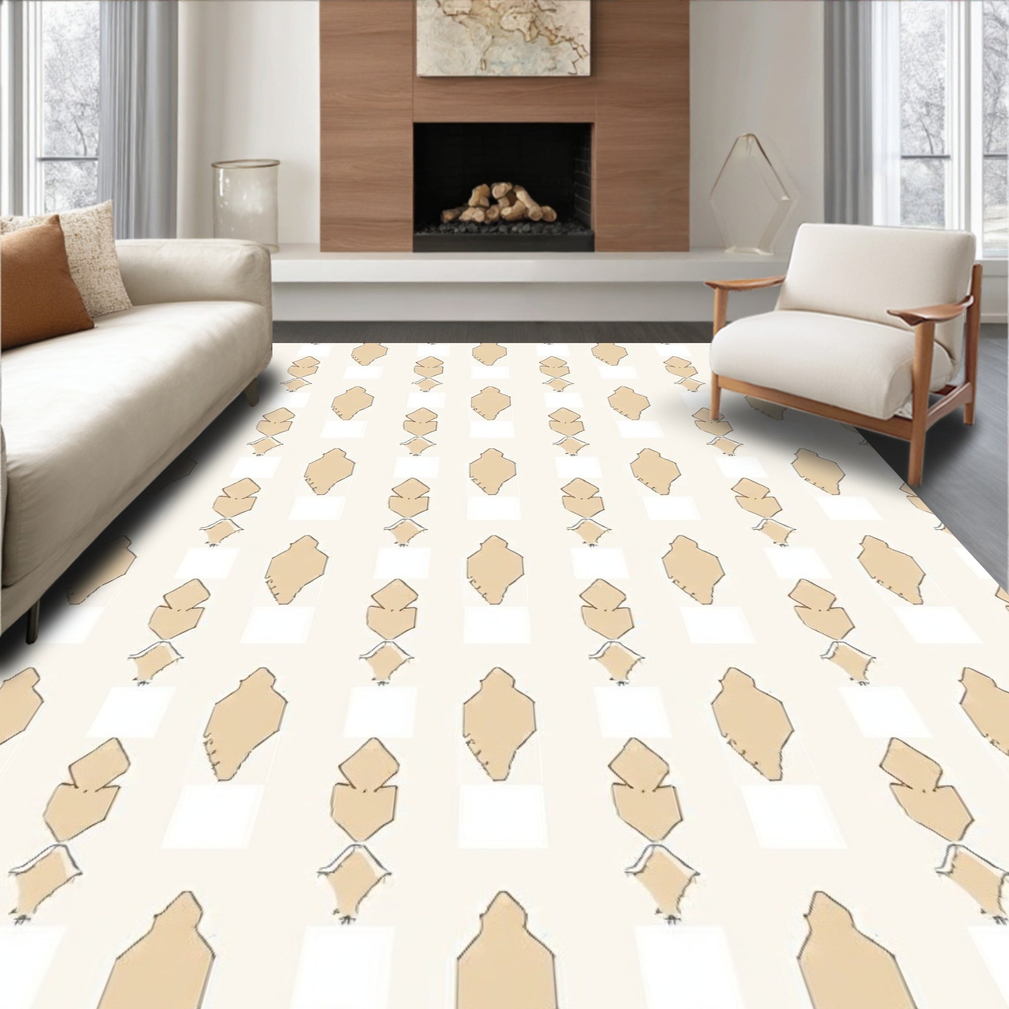 Neutral Tan Organic Cell Repeating Rug