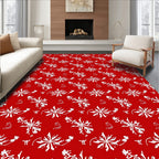 Vibrant Red White Floral Swirl Rug