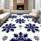 Navy Snowflake Winter Celebration Rug